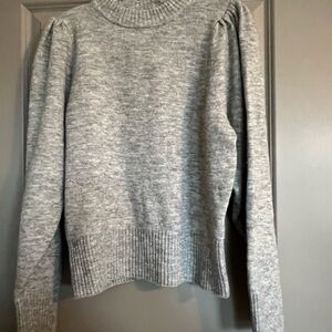 H&M Gray Women's Mock-neck Sweater Puffy Sleeves Size Large